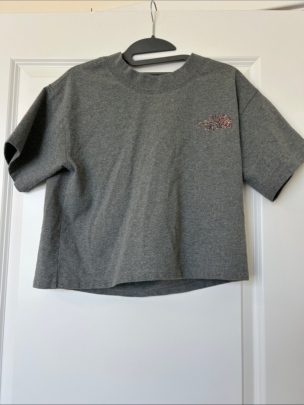 The North Face Cropped Women’s Gray Tee with Logo